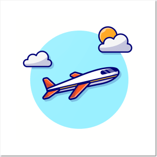 Plane Cartoon Vector Icon Illustration Posters and Art